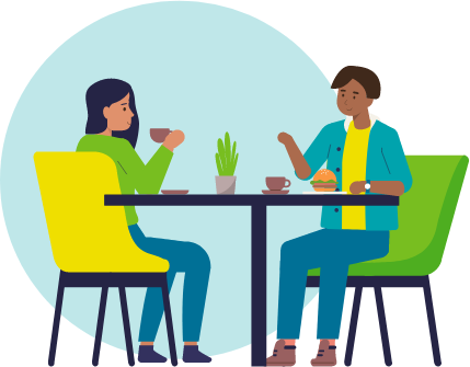 advice illustration of two people sitting at a table