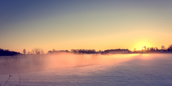 Sunset on a winter landscape