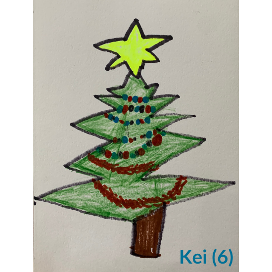 Drawing of a Christmas tree.