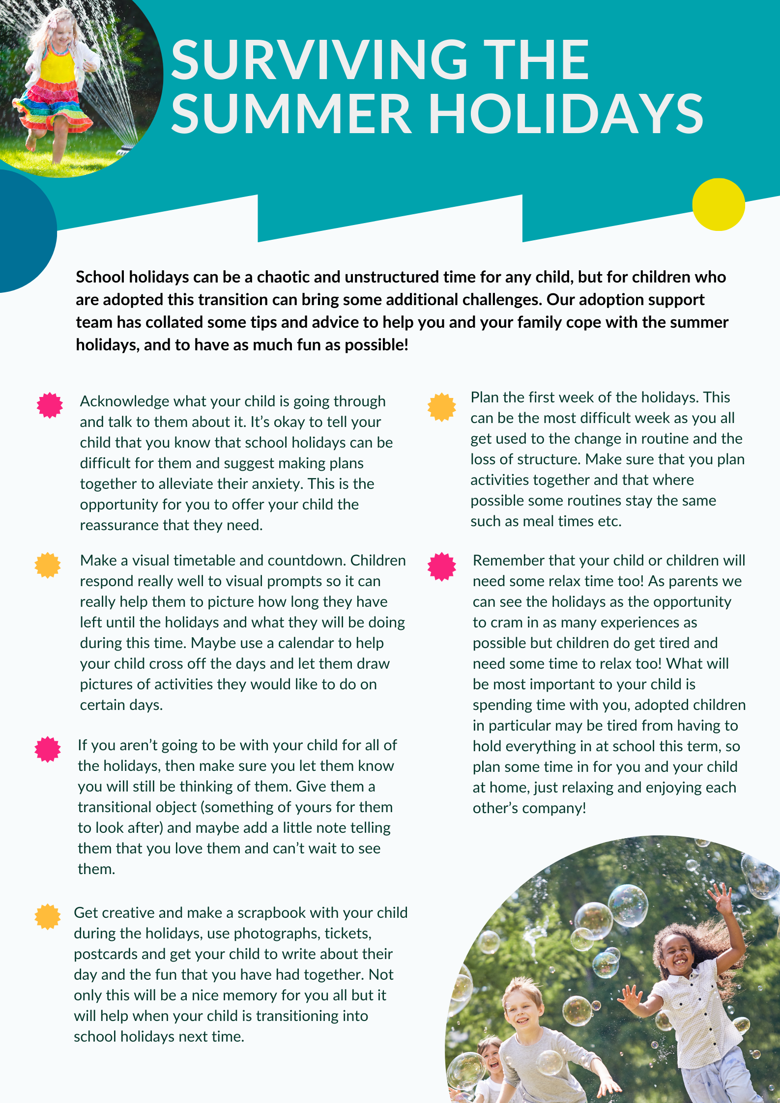 Advice for summer holidays