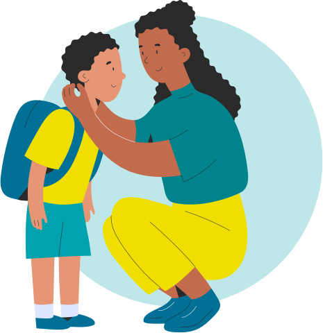 illustration of parent and yound child with backpack