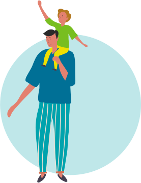 Child on shoulders of parent